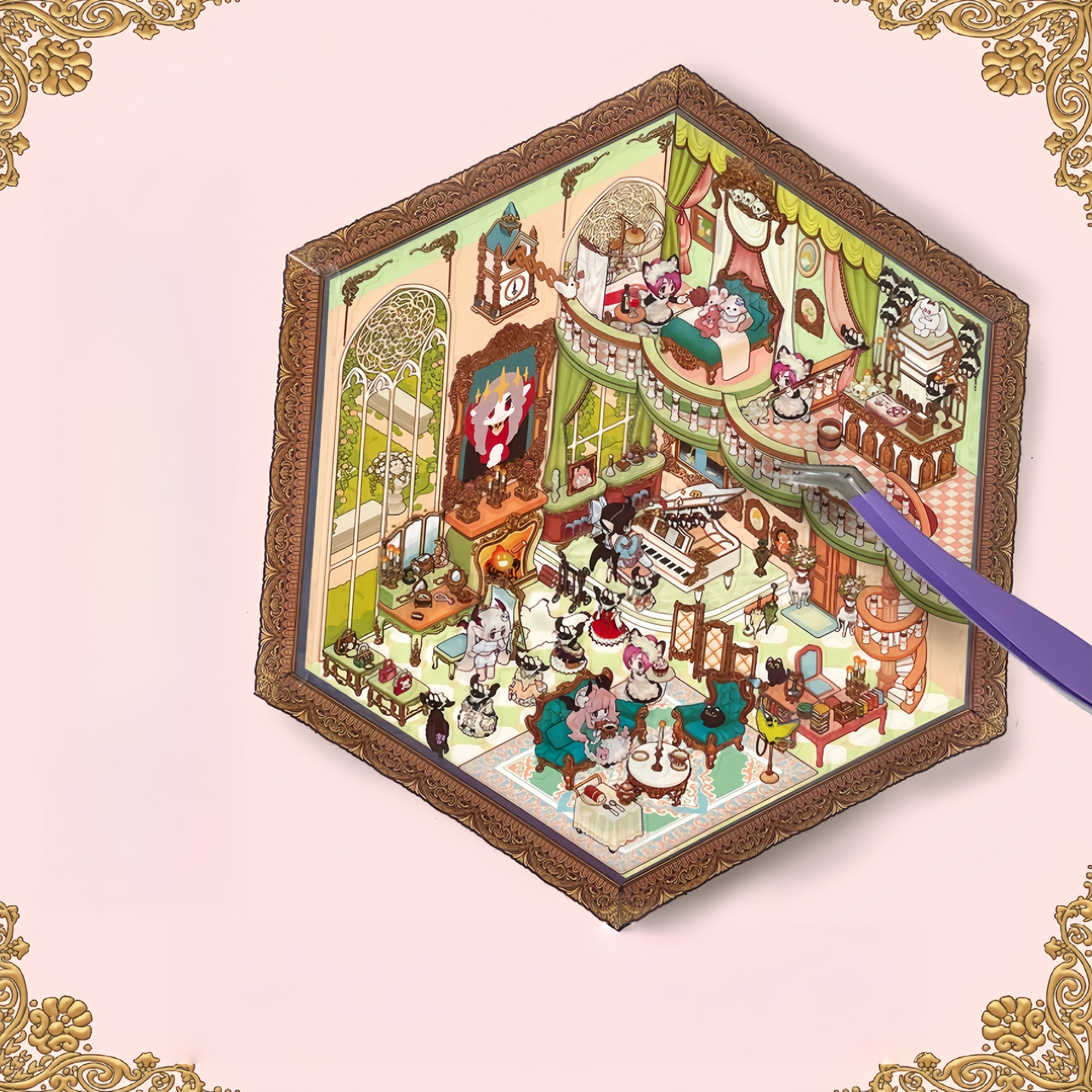 Wolfe Manor Tales 3D Sticker | 4 Cute Miniature Scenes