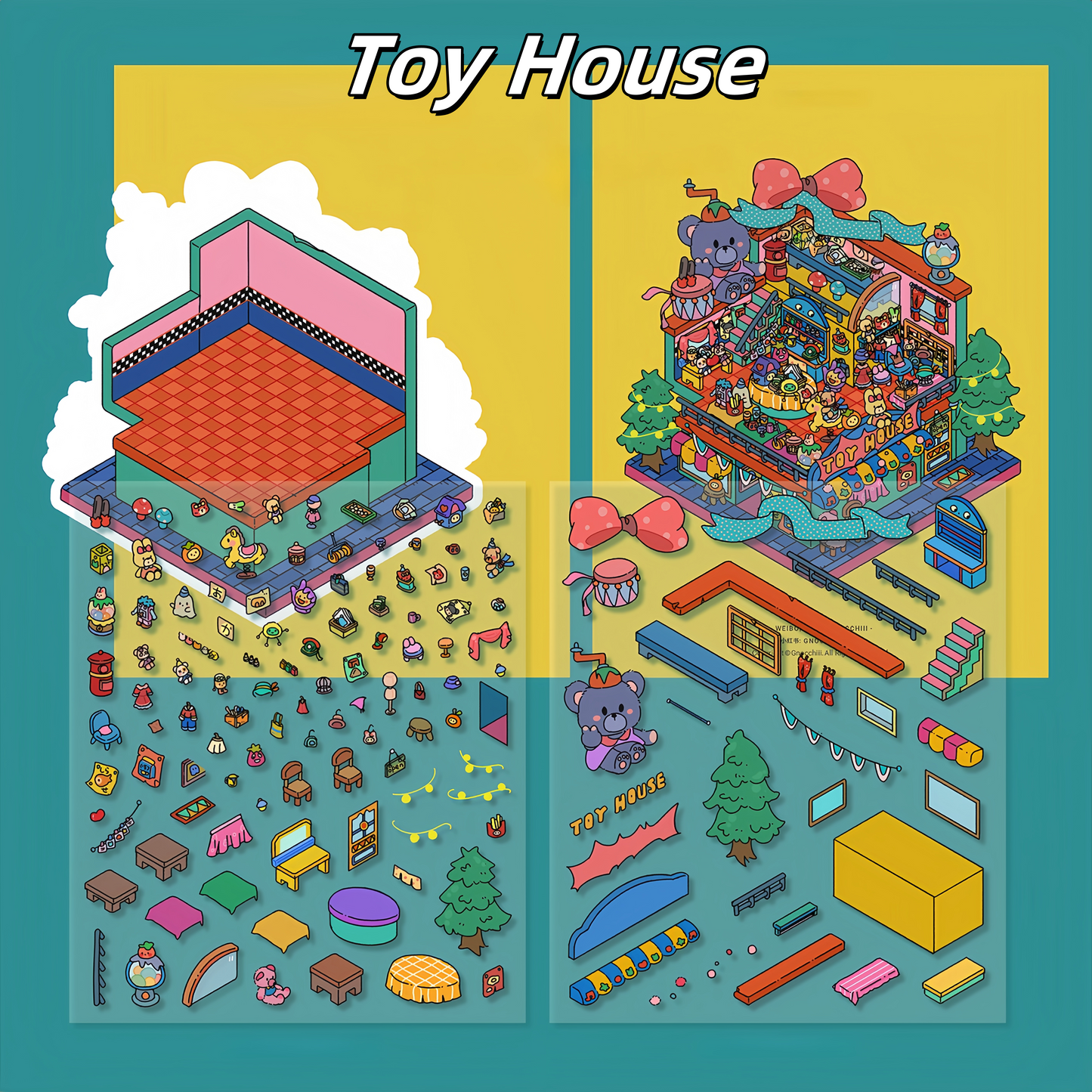 Whimsical Life 3D Sticker | 4 Cute Miniature Scenes
