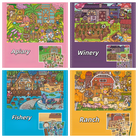 Happy Farm 3D Sticker | 4 Cute Miniature Scenes