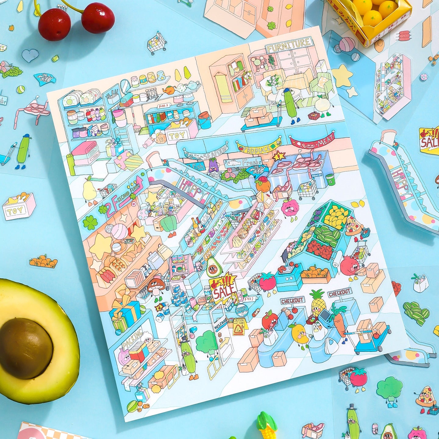 Flavor World 3D Sticker | 2 Cute Miniature Scenes