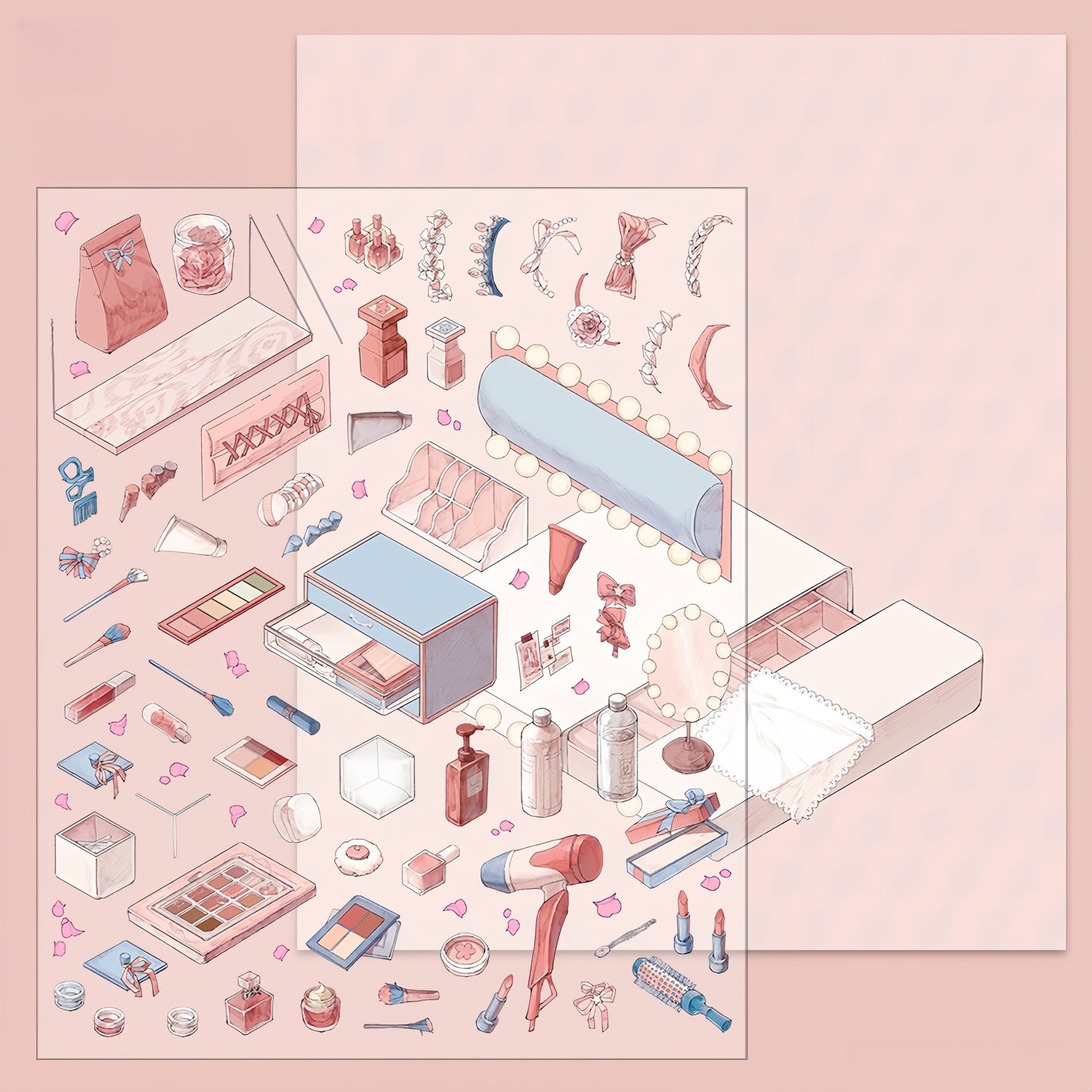 Oriental Vanity 3D Sticker | 4 Cute Scenes