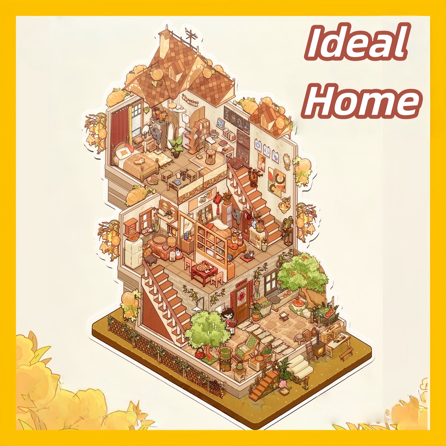 Dream House 3D Sticker | 4 Cute Miniature Scenes