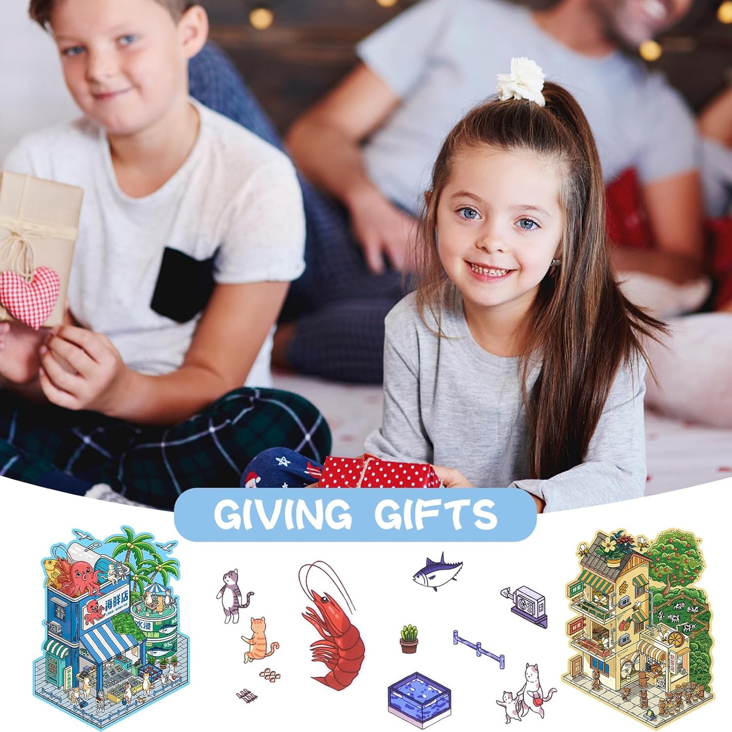 Miniature Shop 3D Sticker | 2 Cute Miniature Scenes