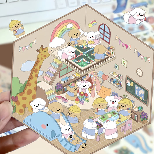 Tiny Animal Wonders 3D Sticker | 4 Cute Miniature Scenes