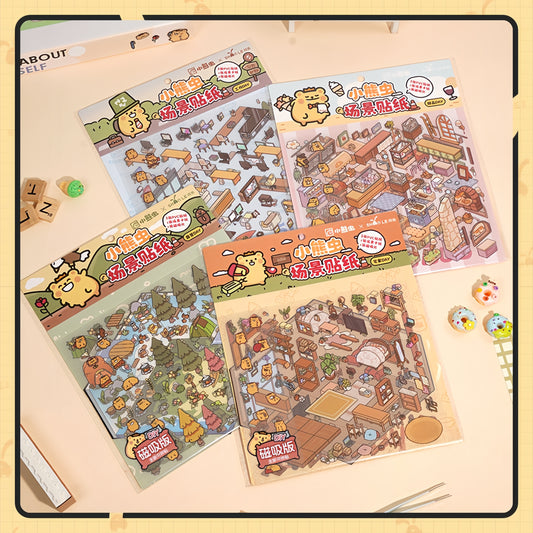 Bear-Bug 3D Sticker | 4 Cute Miniature Scenes