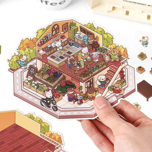 Little Wonder Rooms 3D Sticker | 4 Cute Miniature Scenes