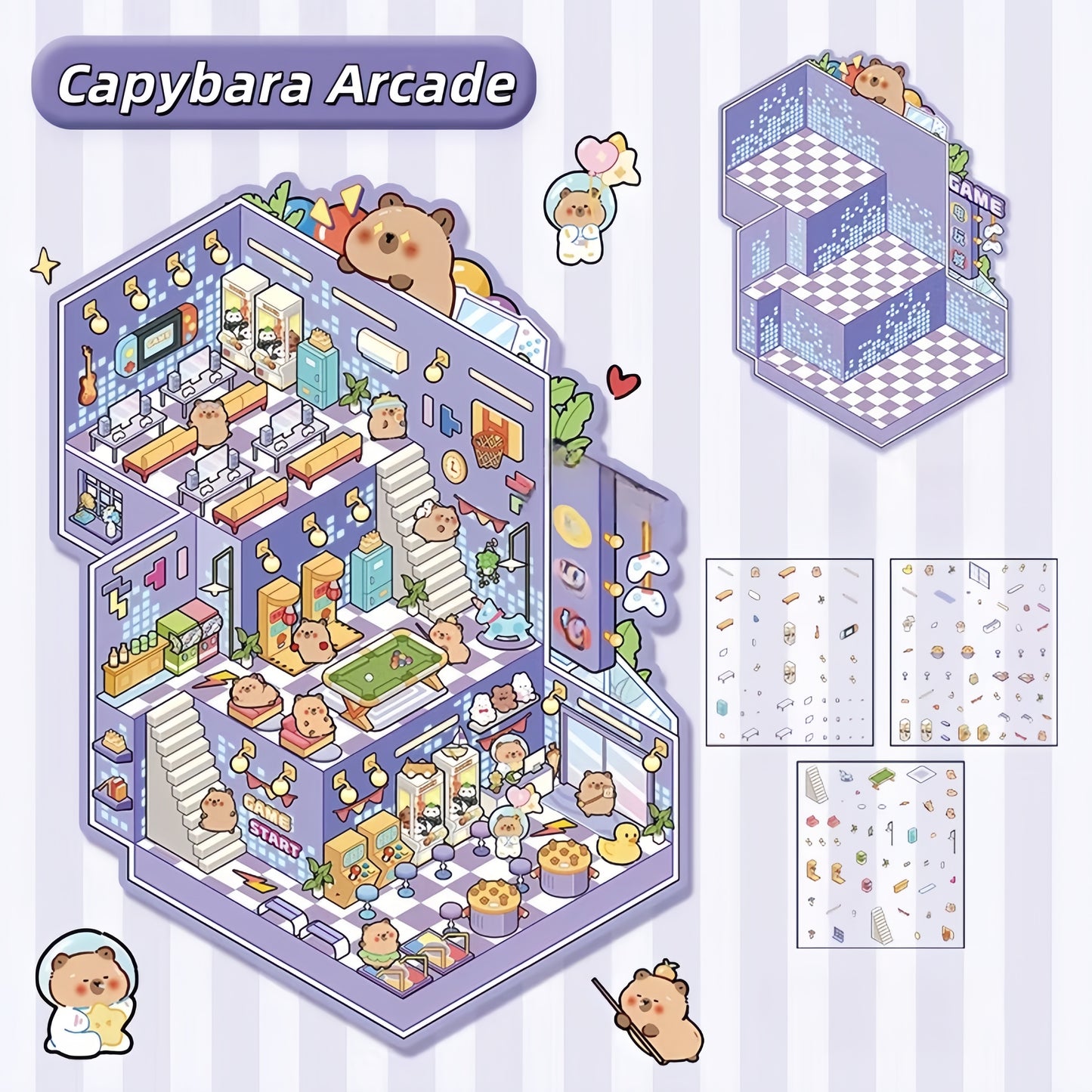 Furry Realms 3D Sticker | 4 Cute Miniature Scenes