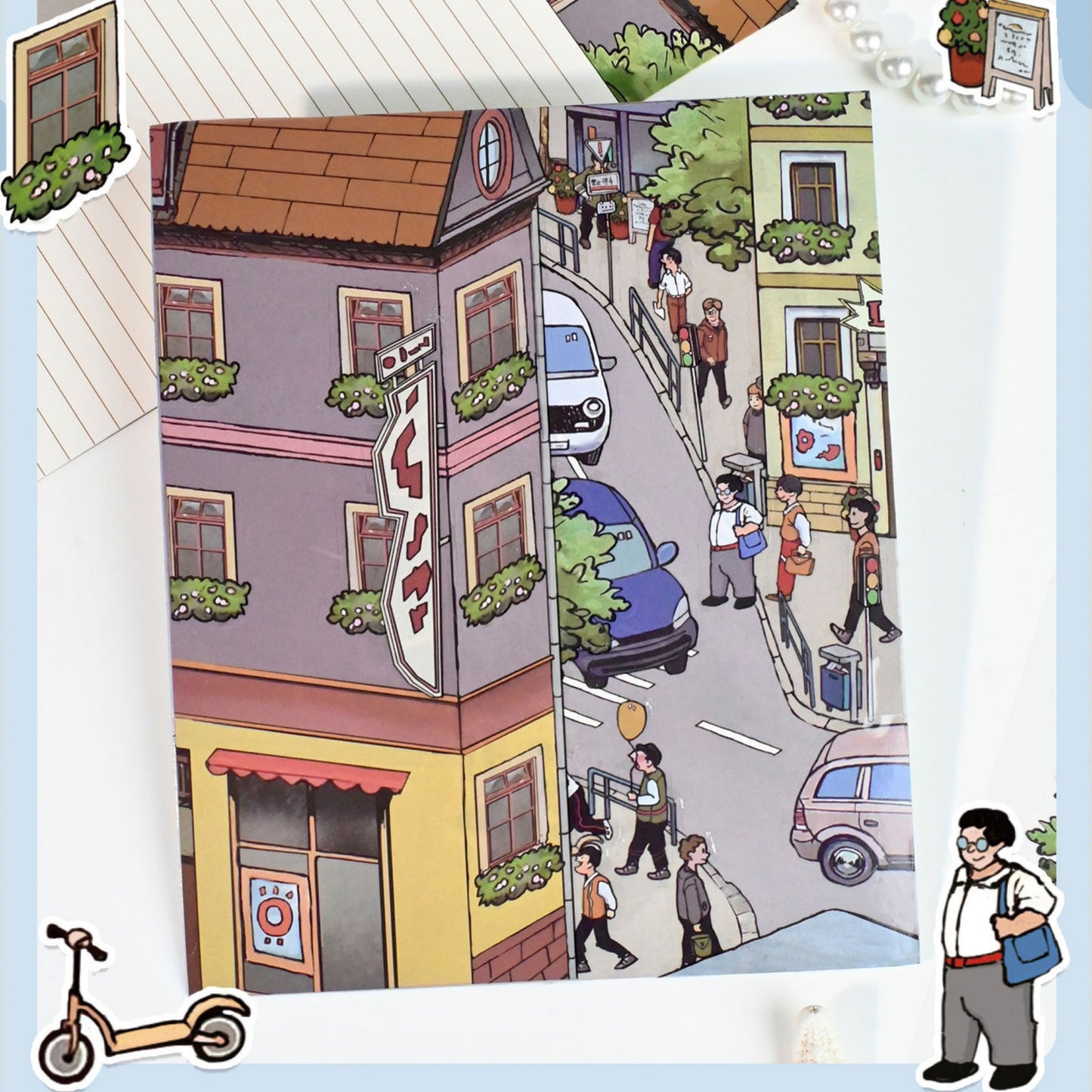 Street Scenes 3D Sticker | 4 Cute Miniature Scenes