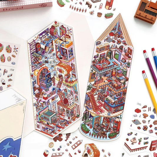 Giant's Stationery 3D Sticker | 2 Cute Miniature Scenes