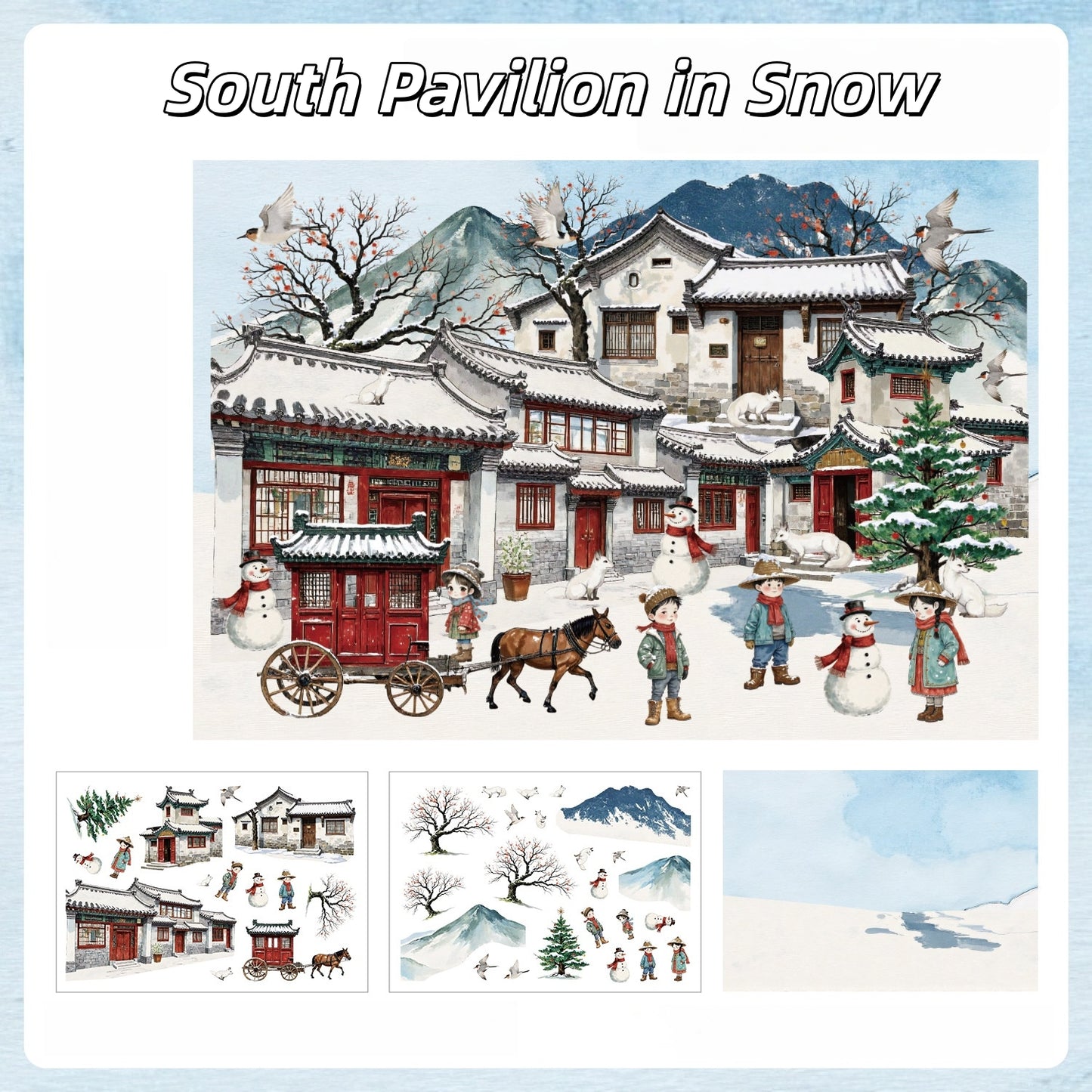 Misty Cloud Court 3D Sticker | 4 Cute Miniature Scene