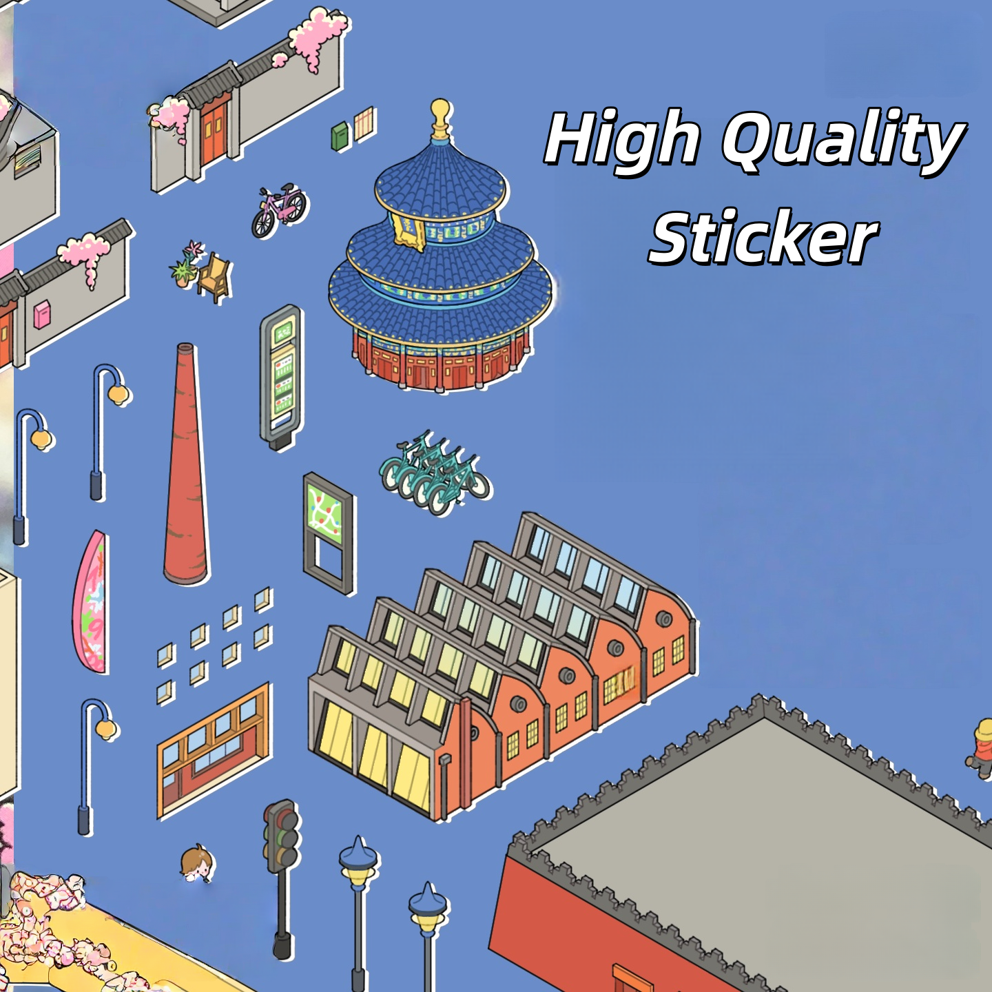 Megalopolis 3D Sticker | 2 Cute Miniature Scenes