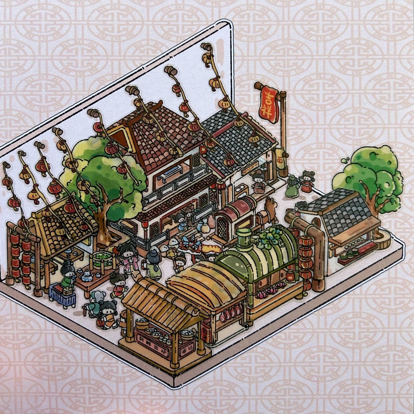 Courtyard of Antiquity 3D Sticker | 4 Cute Miniature Scenes