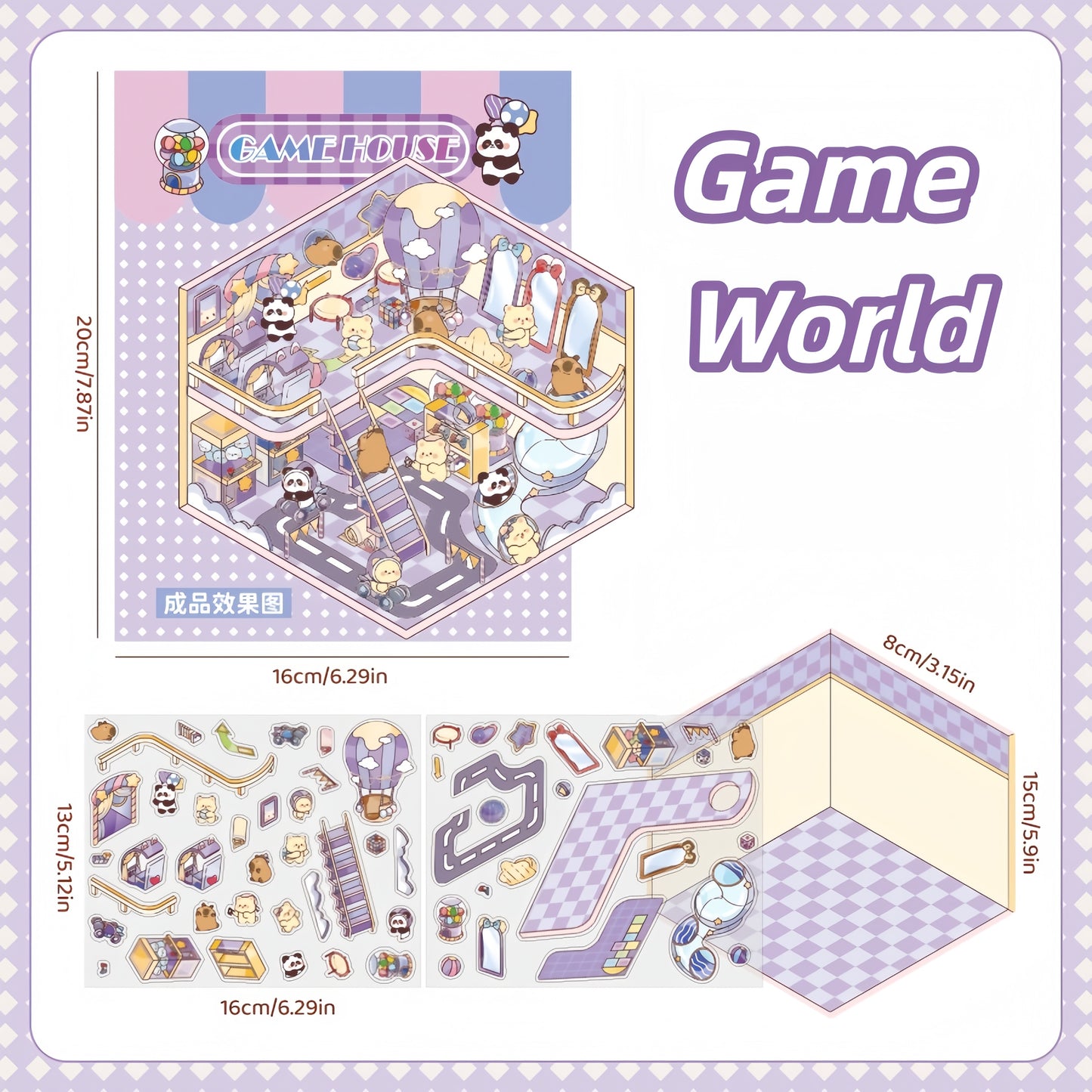 Paw's Shop 3D Sticker | 4 Cute Miniature Scenes