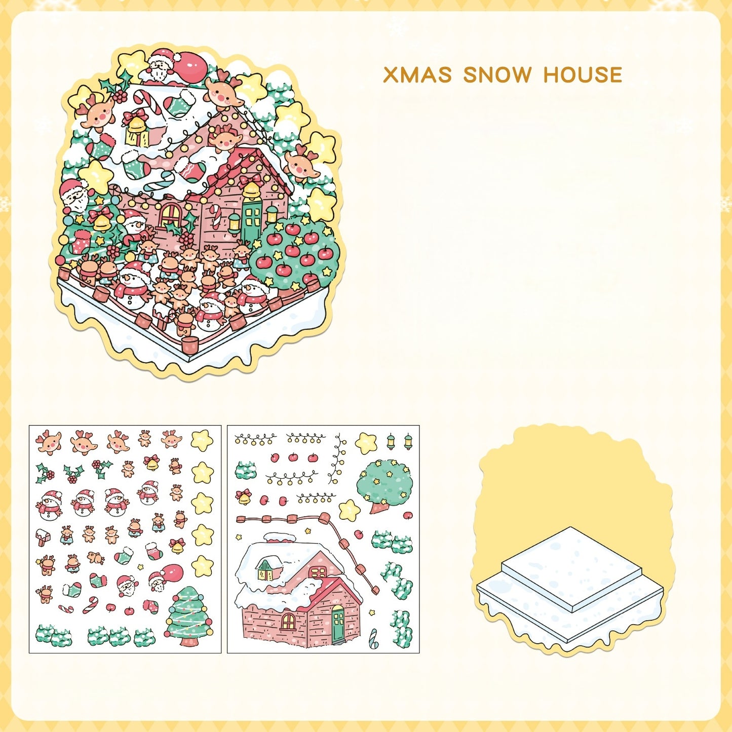 Merry Chrismas 3D Sticker | 4 Cute Miniature Scenes