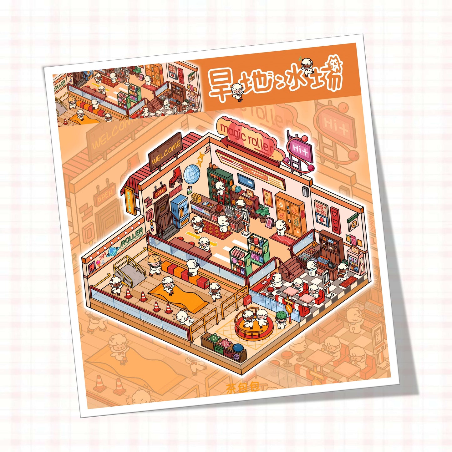 Lamb’s Daily Life 3D Sticker | 4 Cute Miniature Scenes