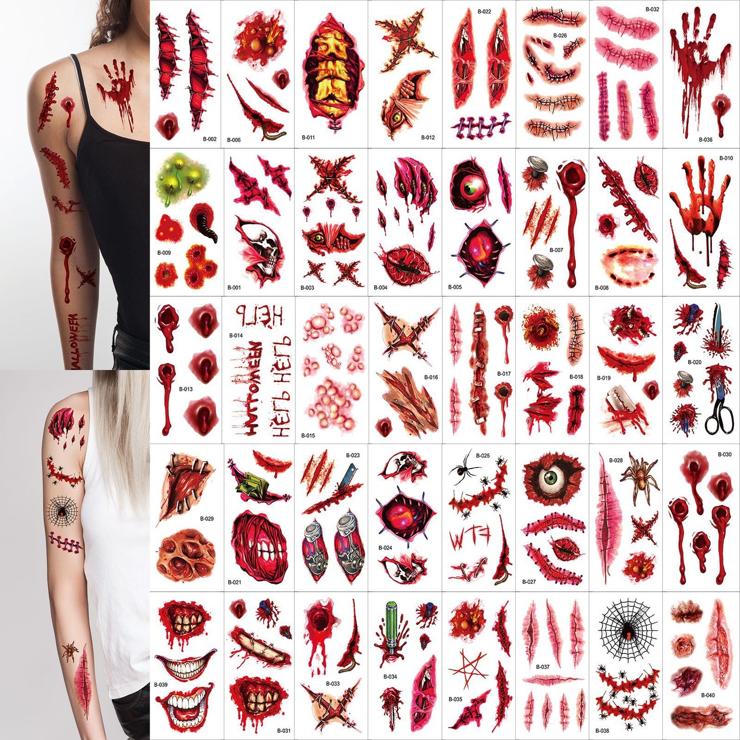 Halloween Scars Temporary Tattoo