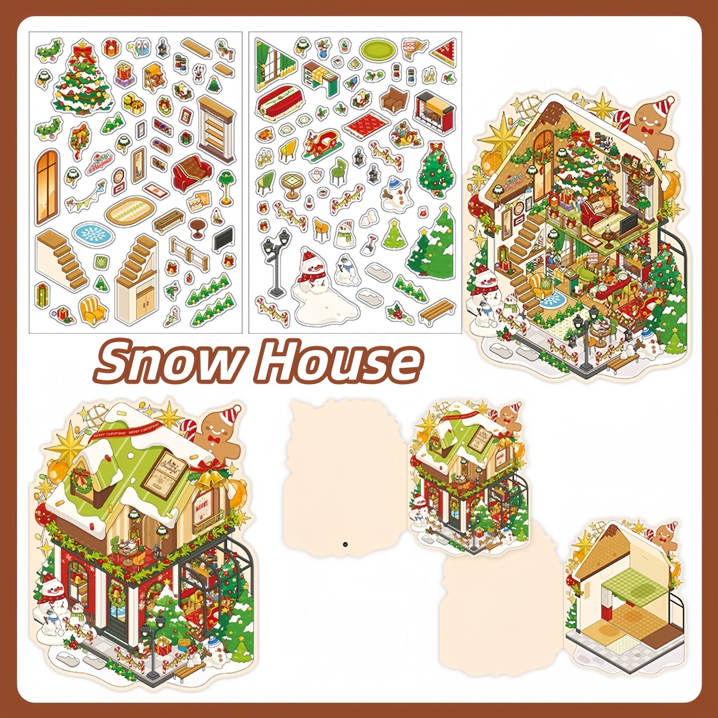 Christmas Series 3D Sticker | 4 Cute Miniature Scenes