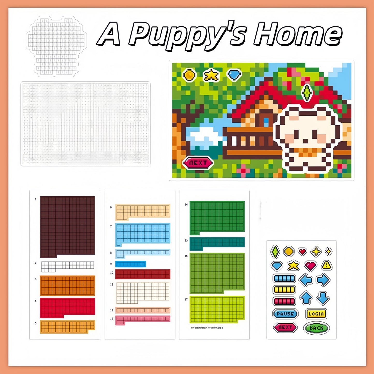 Pixel Bead 3D Sticker | 4 Cute Miniature Scene