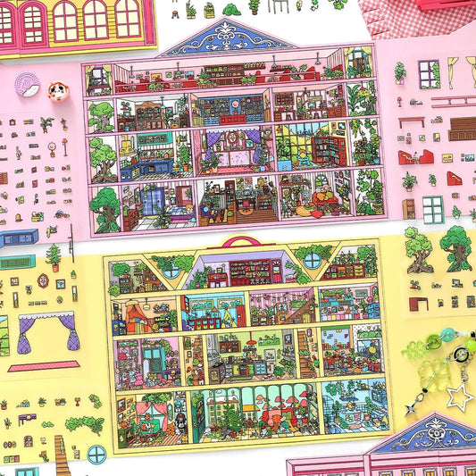 Simulation Management 3D Sticker | 2 Cute Miniature Scenes