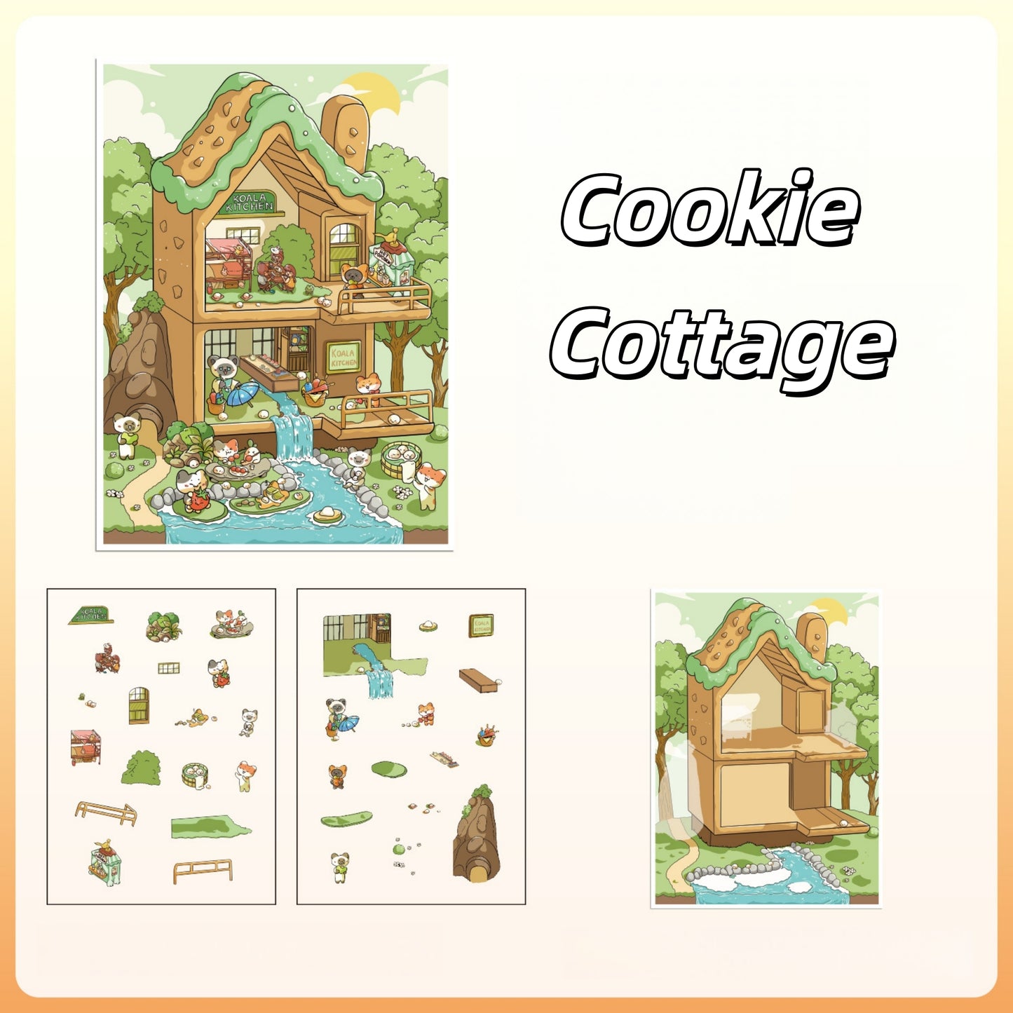 Holiday life 3D Sticker | 4 Cute Miniature Scenes