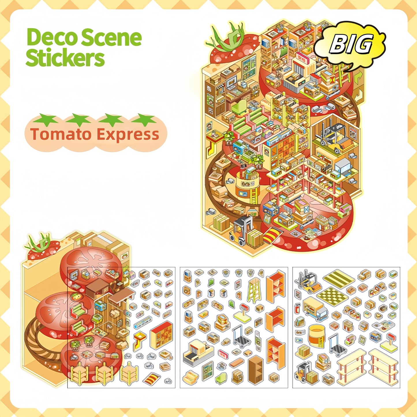 Tiny Shops 3D Sticker | 4 Cute Miniature Scenes