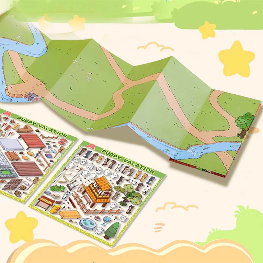 Chubby Puppy Land Extra Large Folding Page 3D Stickers