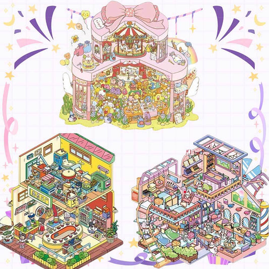 Lovely World 3D Sticker Scenes | 3 Cute Miniature Scenes