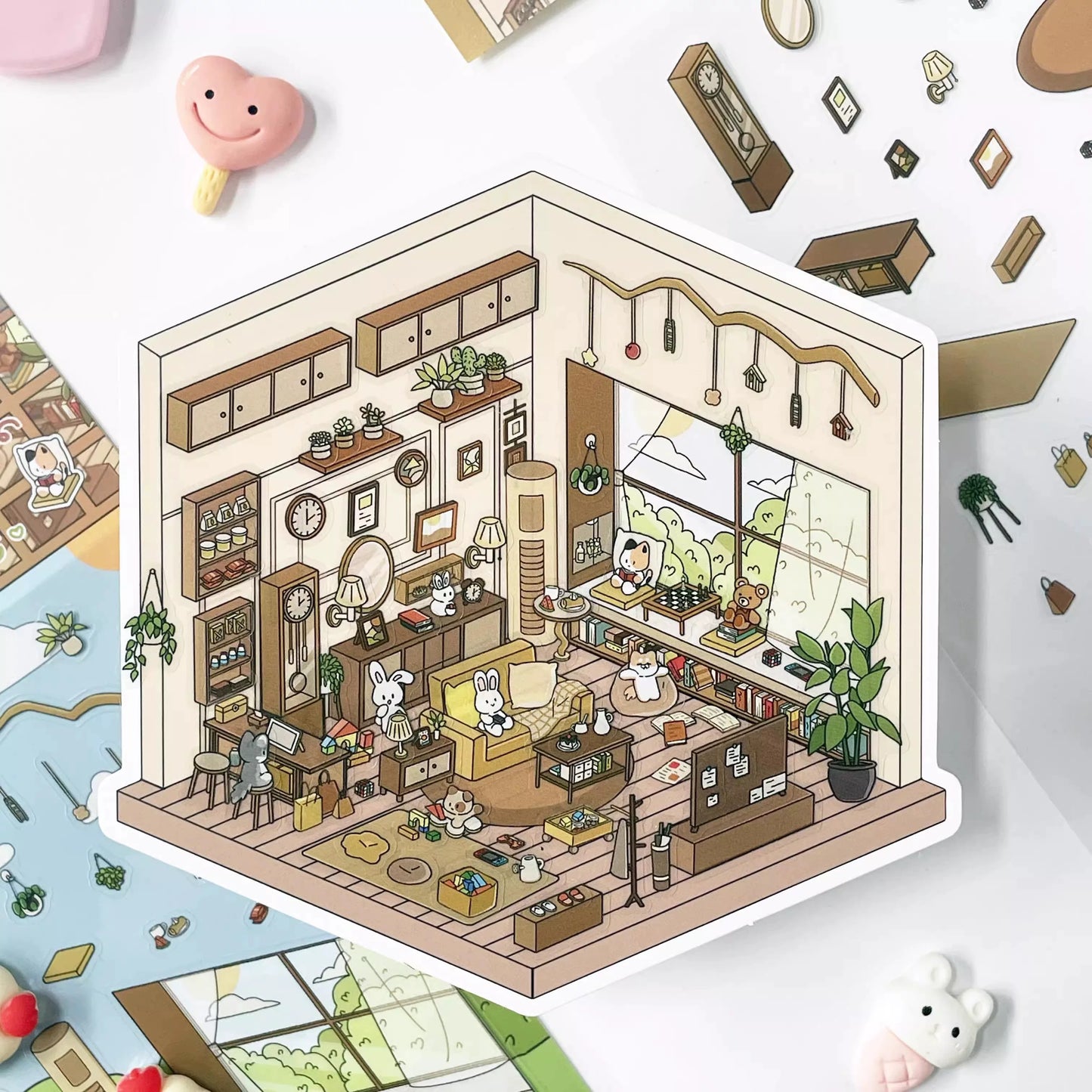 Life Party 3D Sticker Scenes | 4 Cute Miniature Sticker