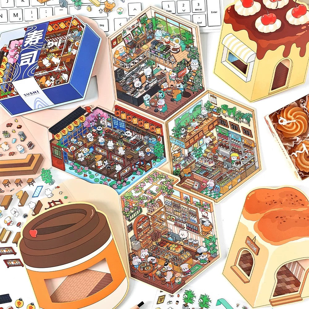 Fairytale Bazaar 3D Sticker | 4 Cute Miniature Scenes