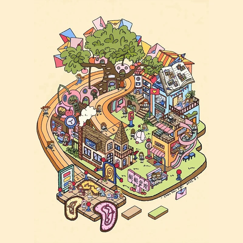 Timeless Journeys 3D Sticker | 4 Cute Miniature Scenes