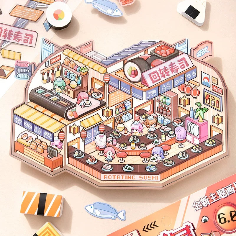 Pixel Adventures 3D Sticker | 2 Cute Miniature Scenes