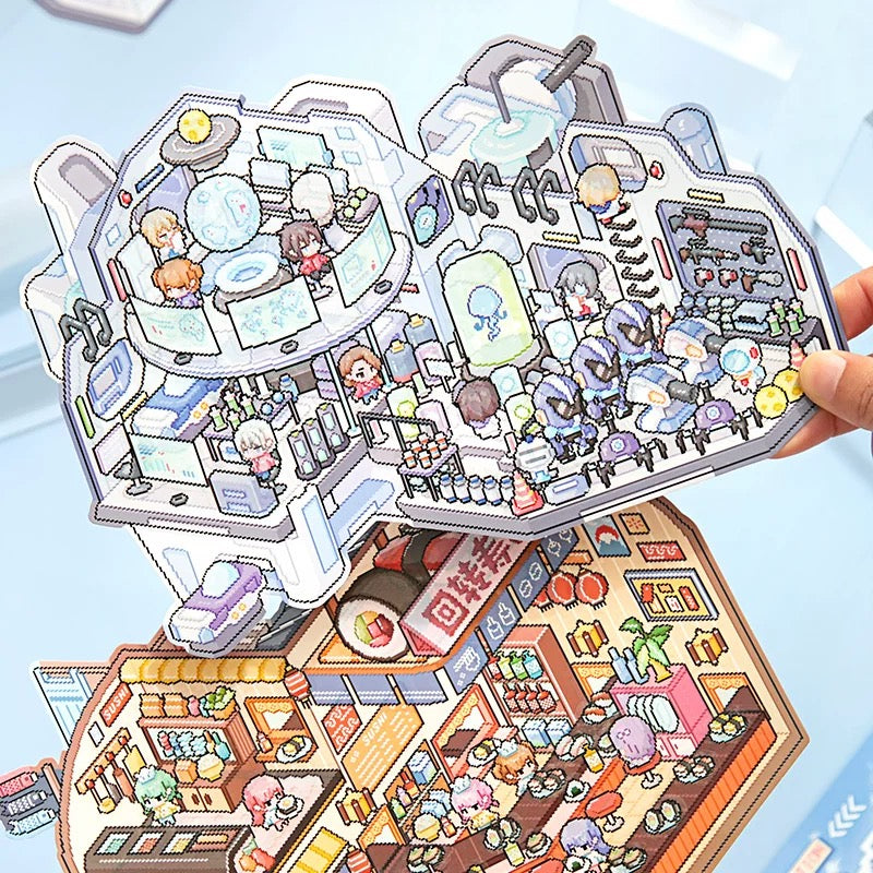 Pixel Adventures 3D Sticker | 2 Cute Miniature Scenes