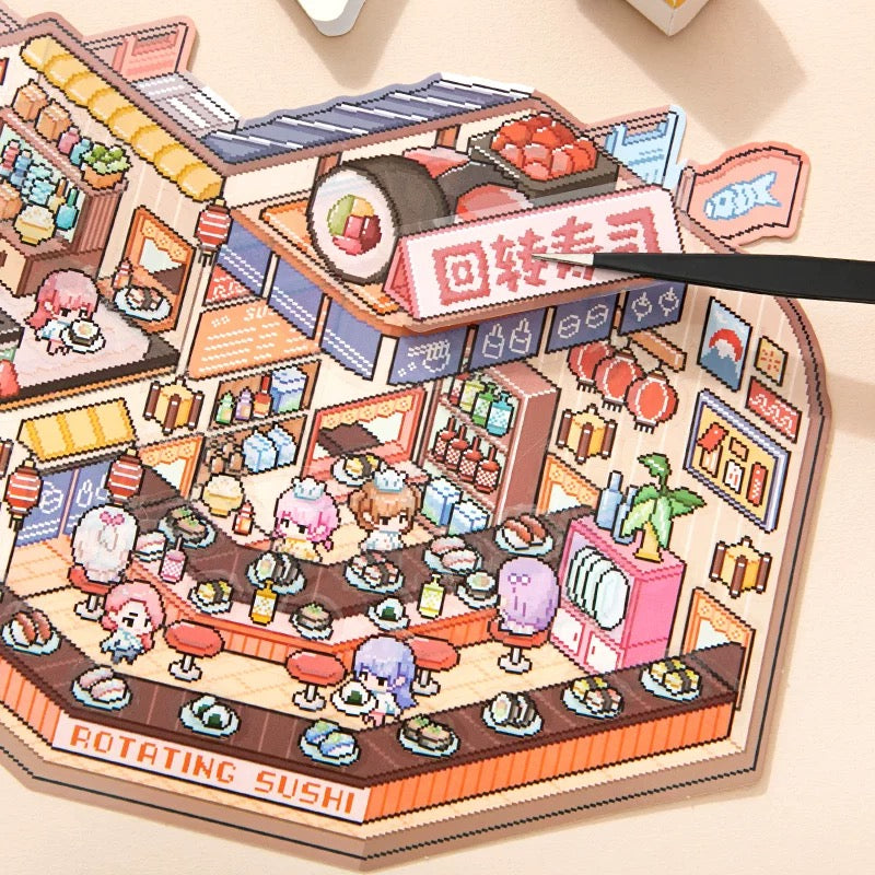 Pixel Adventures 3D Sticker | 2 Cute Miniature Scenes