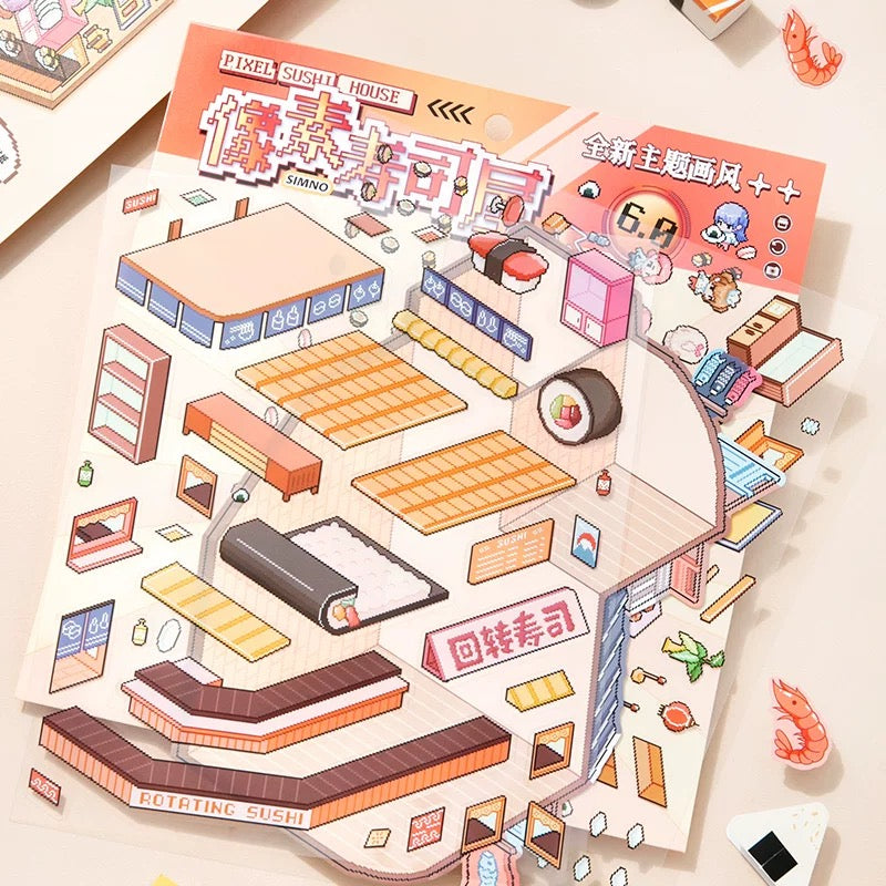 Pixel Adventures 3D Sticker | 2 Cute Miniature Scenes