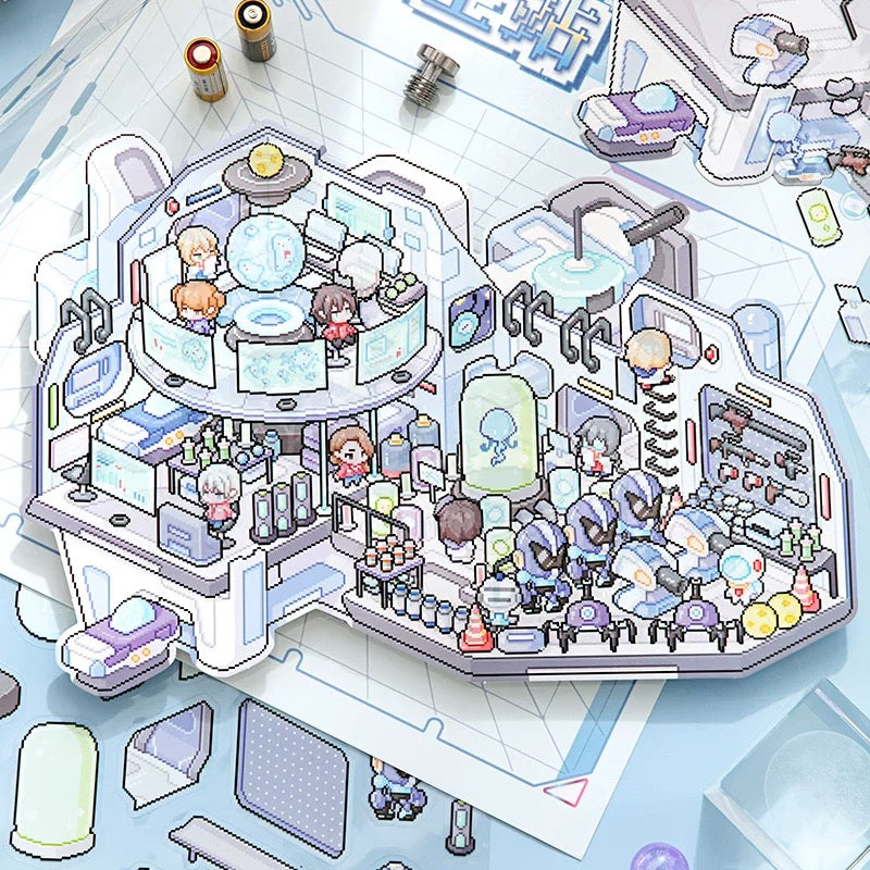 Pixel Adventures 3D Sticker | 2 Cute Miniature Scenes