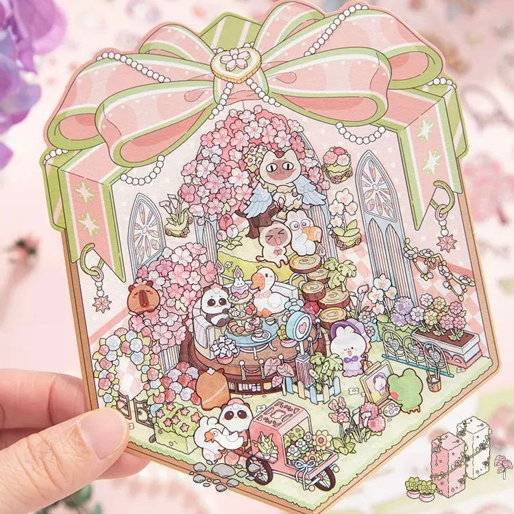 Magical Realm 3D Sticker | 4 Cute Miniature Scenes