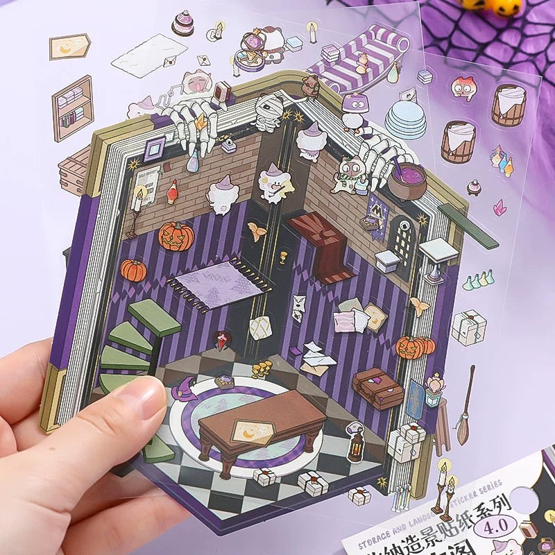 Magical Realm 3D Sticker | 4 Cute Miniature Scenes