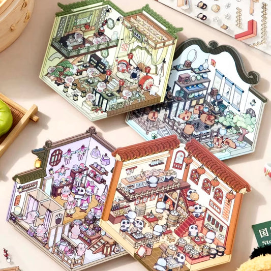 Ancient Life 3D Sticker | 4 Cute Miniature Scenes