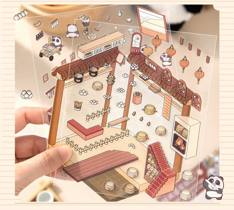 Ancient Life 3D Sticker | 4 Cute Miniature Scenes