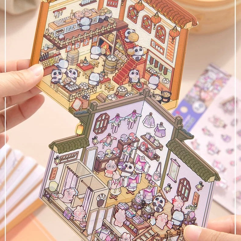 Ancient Life 3D Sticker | 4 Cute Miniature Scenes