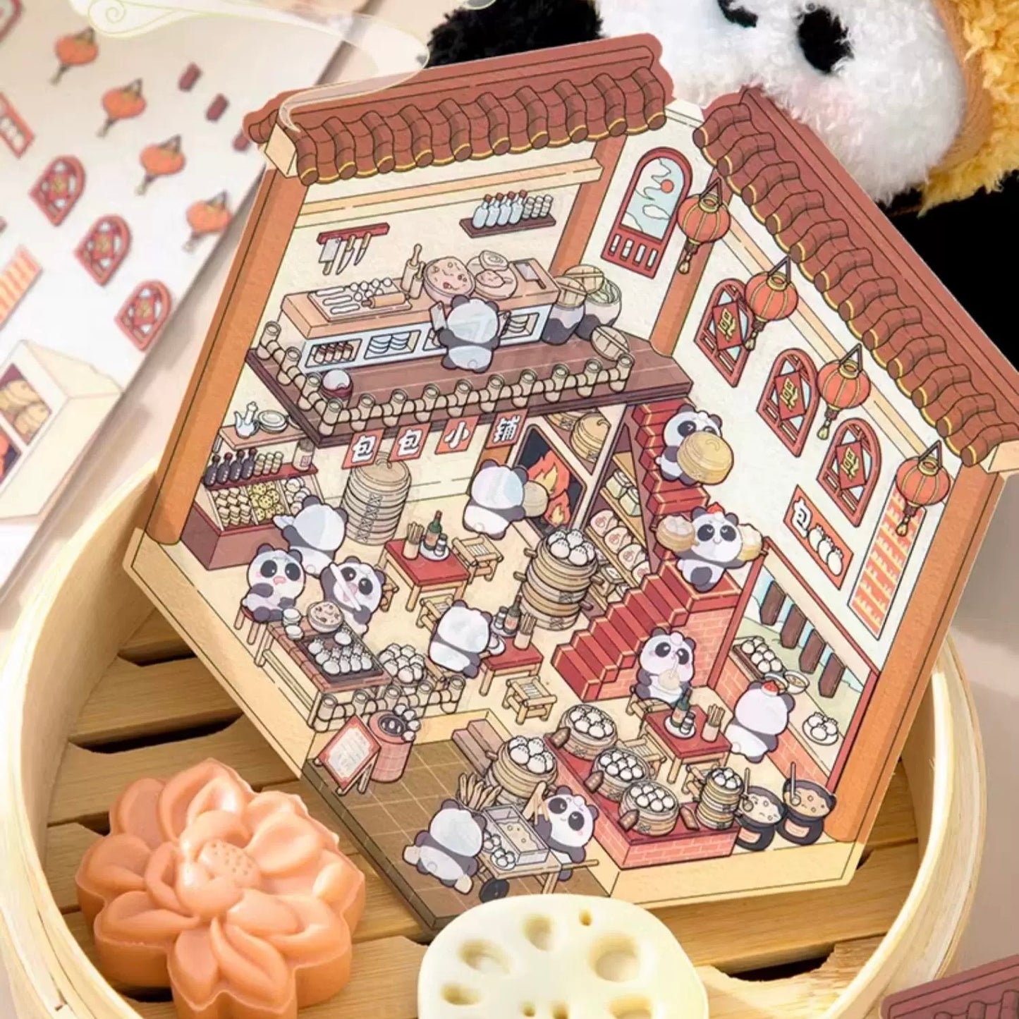 Ancient Life 3D Sticker | 4 Cute Miniature Scenes