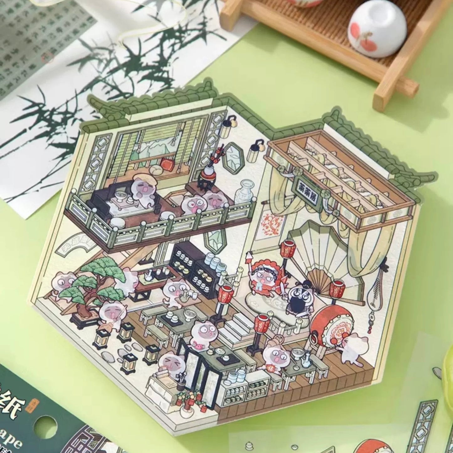 Ancient Life 3D Sticker | 4 Cute Miniature Scenes
