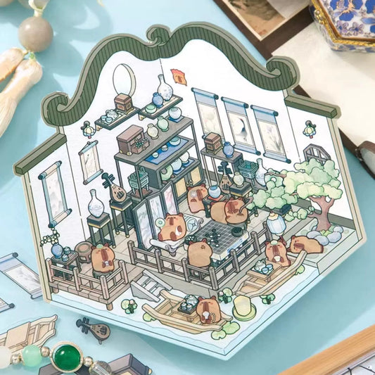 Ancient Life 3D Sticker | 4 Cute Miniature Scenes