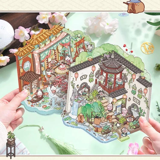 Oriental Garden 3D Sticker | 2 Cute Miniature Scenes