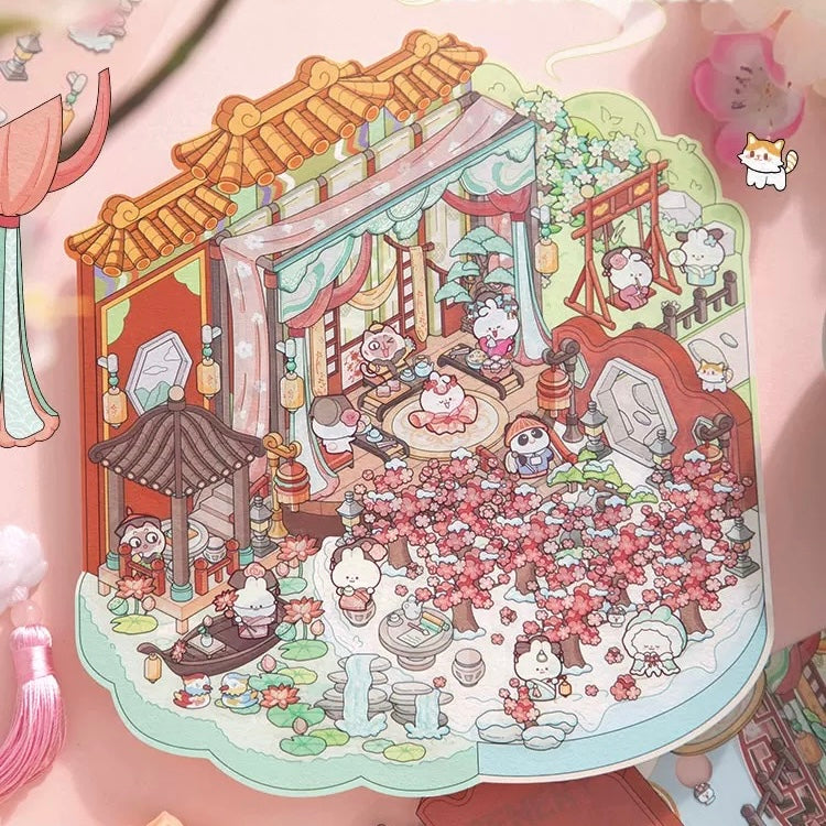 Oriental Garden 3D Sticker | 2 Cute Miniature Scenes