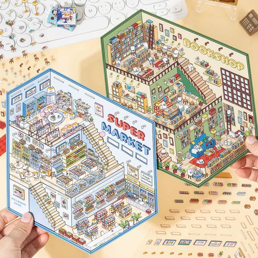 Fantasy World 3D Sticker | 2 Cute Miniature Scenes