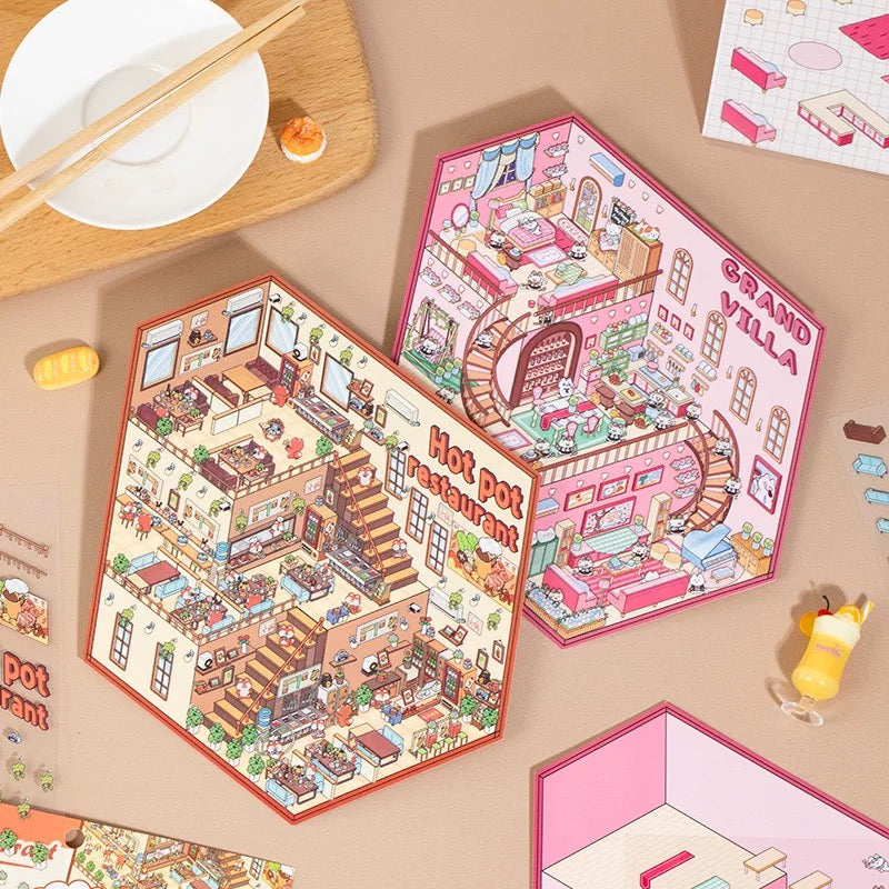 Fantasy World 3D Sticker – 2 Cute Miniature Scenes