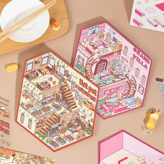 Fantasy World 3D Sticker – 2 Cute Miniature Scenes