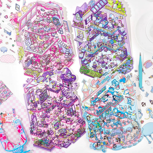 MiniVerse Mansion 3D Sticker | 4 Cute Miniature Scenes