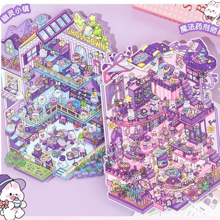 MiniVerse Mansion 3D Sticker | 4 Cute Miniature Scenes